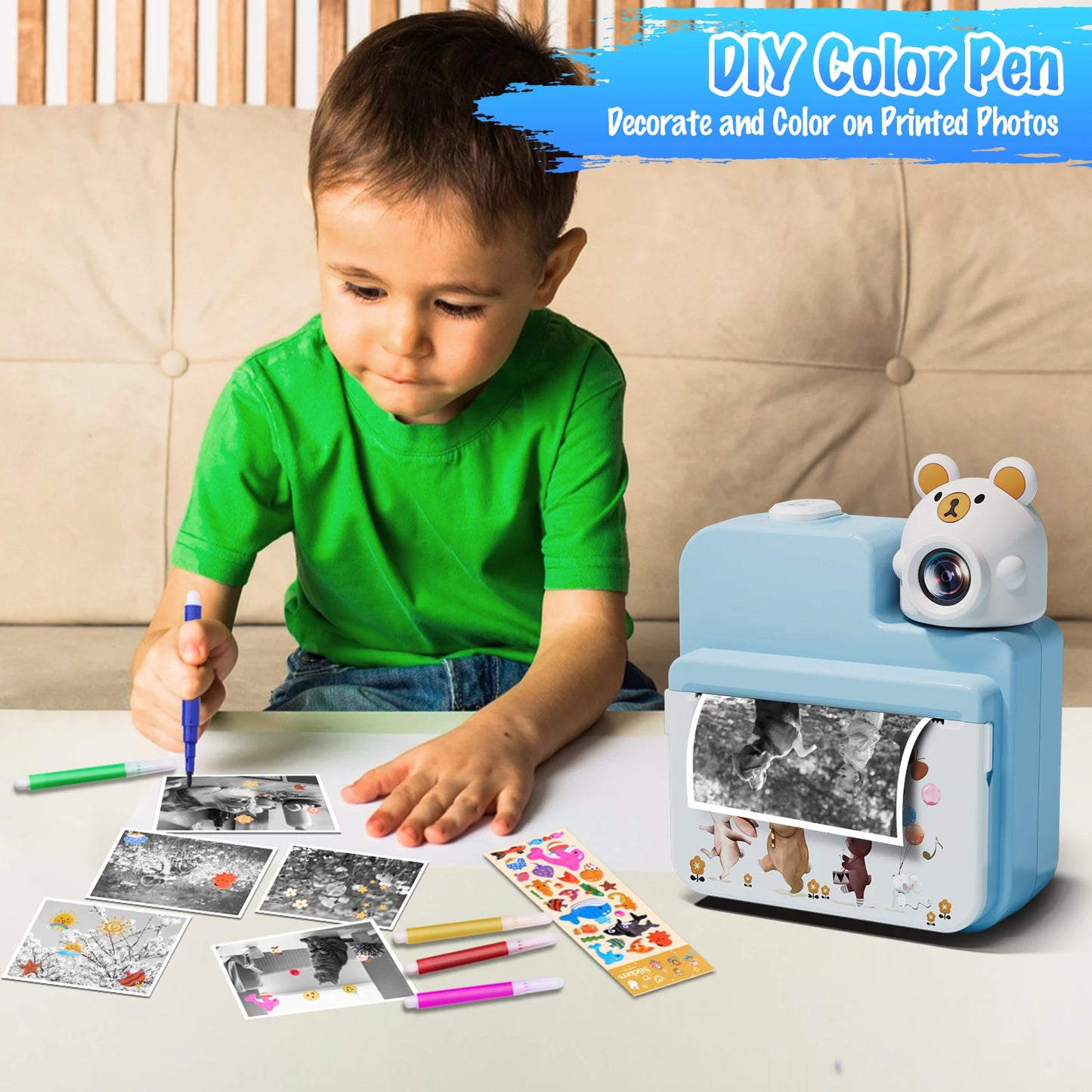 Kids Cute Animal Instant Print Camera