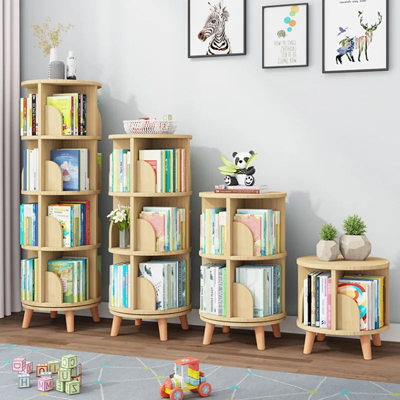 Wooden Rotating Bookcase Organizer